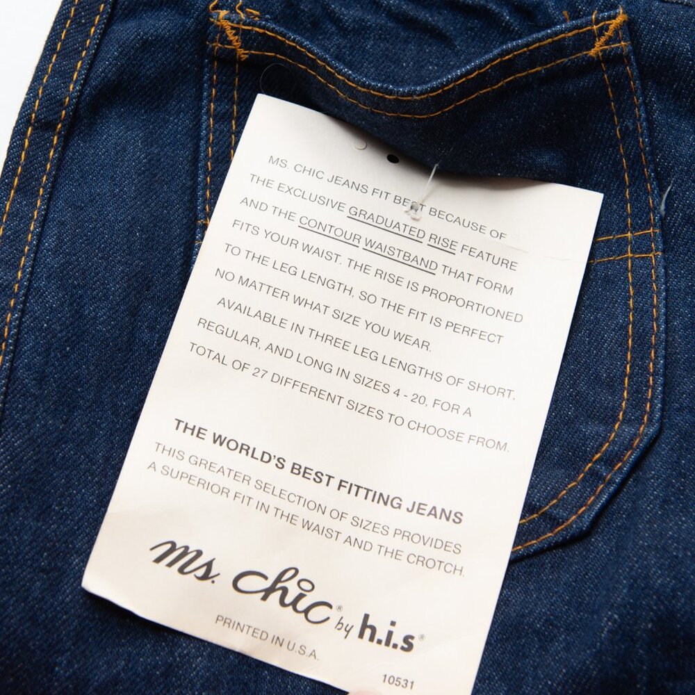 Vintage Ms. Chic By H.I.S. Jeans Parisienne Deadstock 80s Denim Blue 10 Long New - Picture 4 of 10